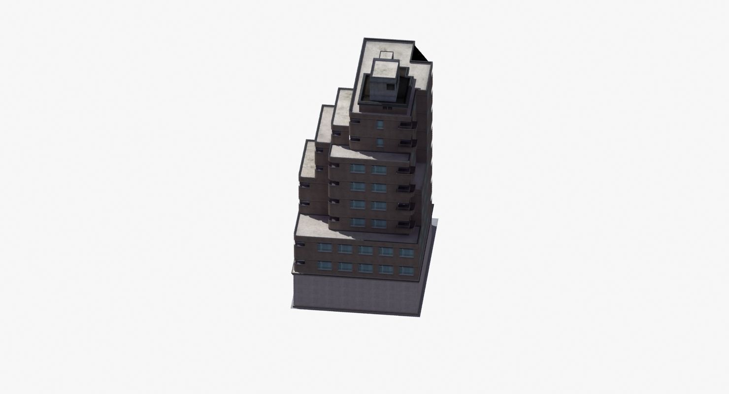 Modern Apartment Building Low-poly 3D model_4