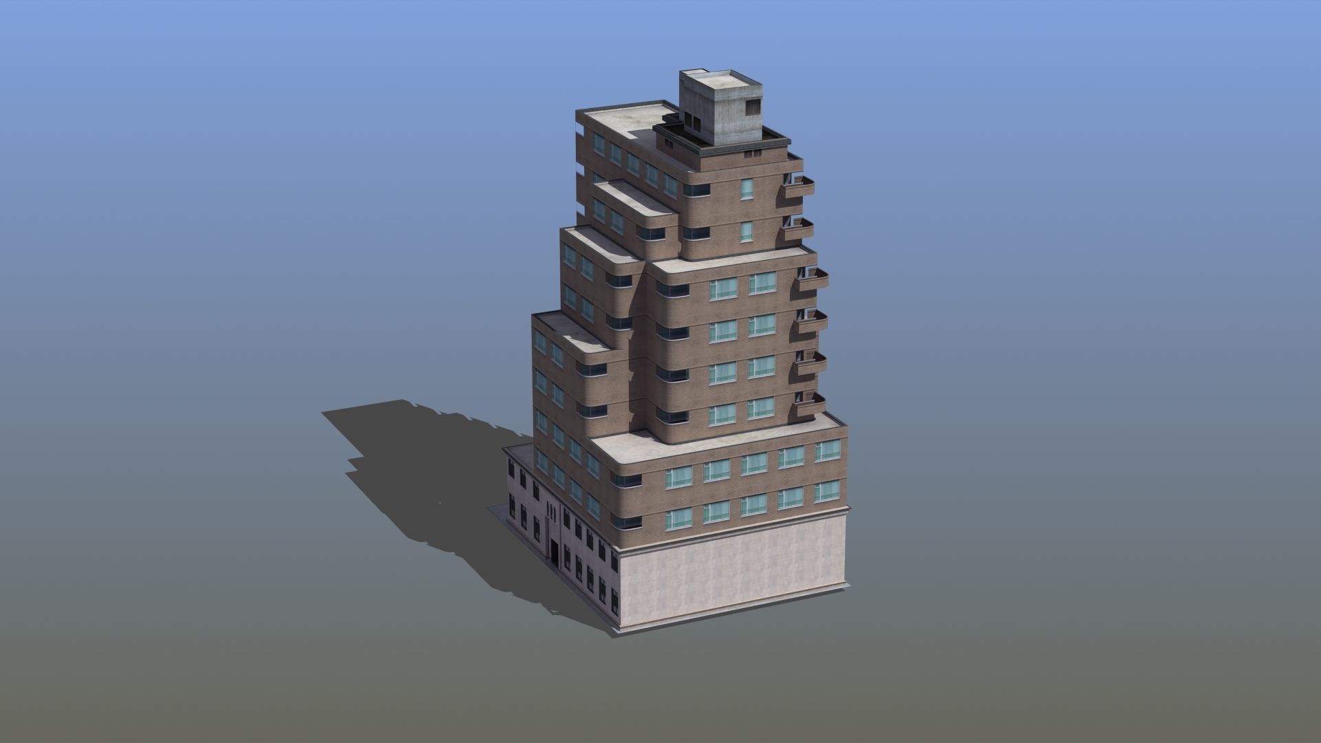 Modern Apartment Building Low-poly 3D model_1