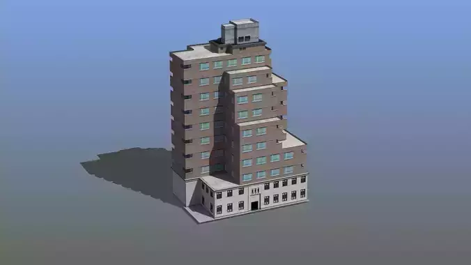 Modern Apartment Building Low-poly 3D model