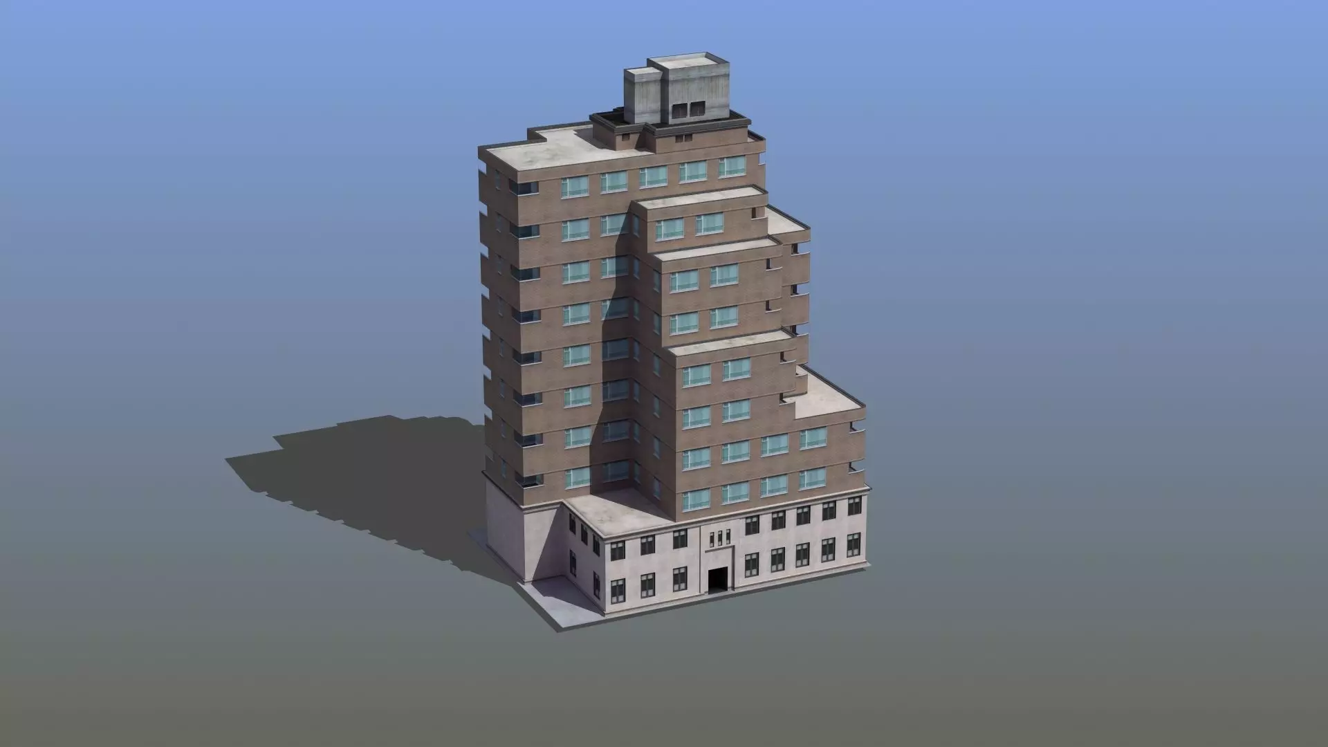 Modern Apartment Building Low-poly 3D model_0