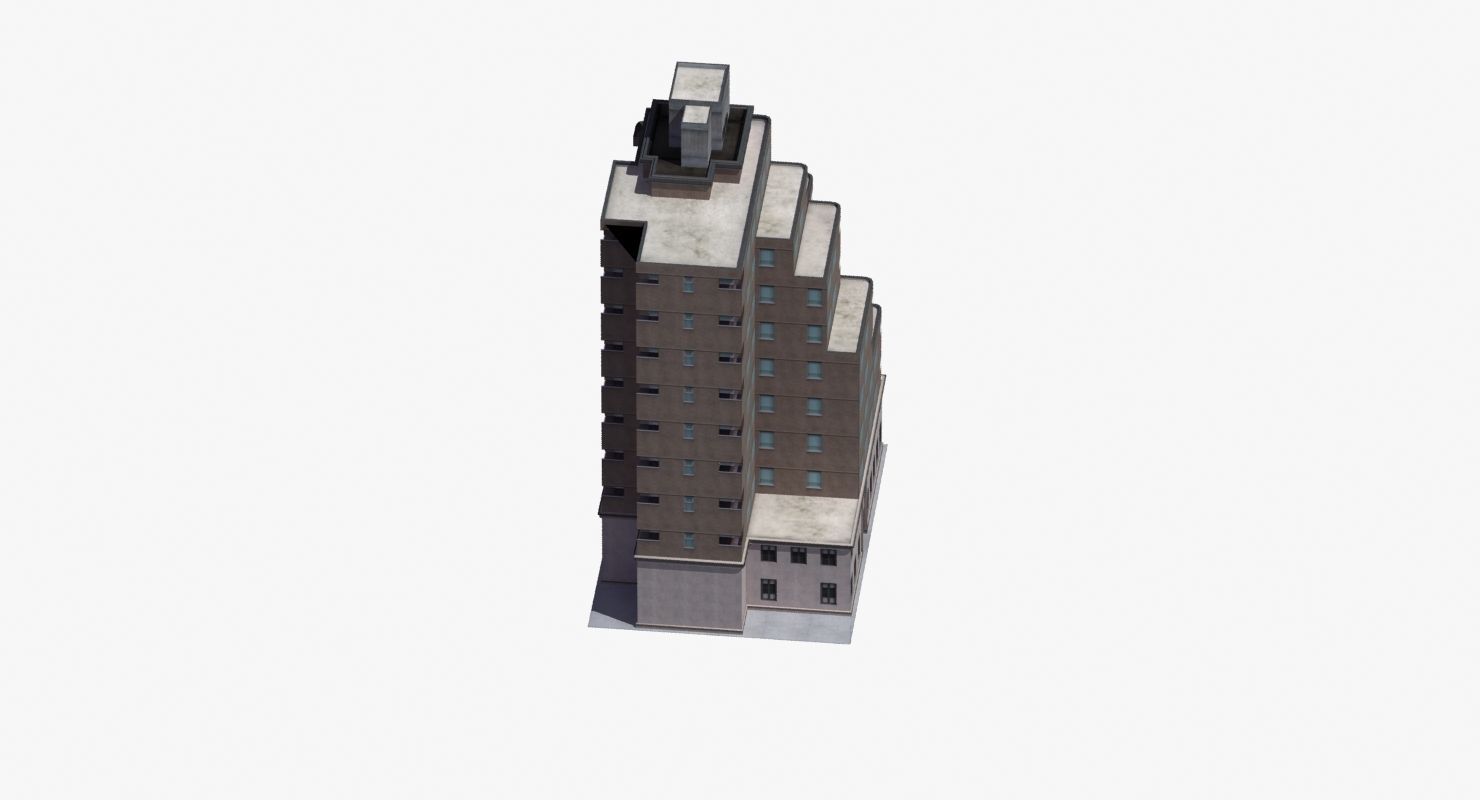 Modern Apartment Building Low-poly 3D model_16