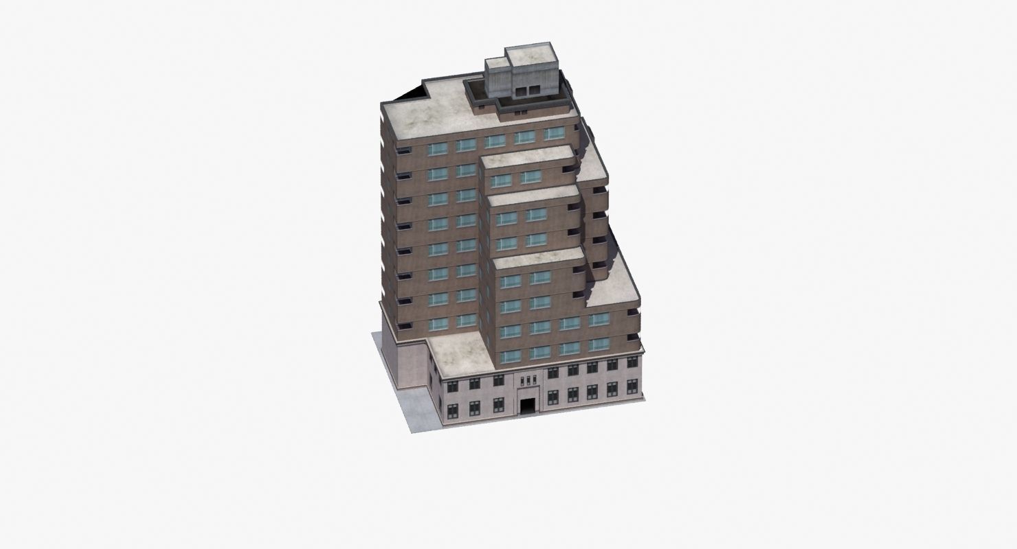 Modern Apartment Building Low-poly 3D model_11