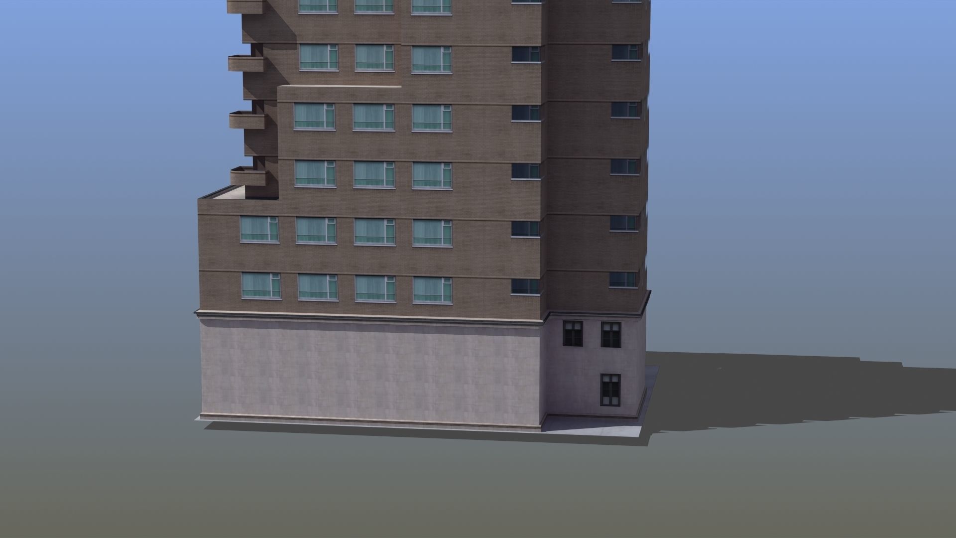 Modern Apartment Building Low-poly 3D model_47