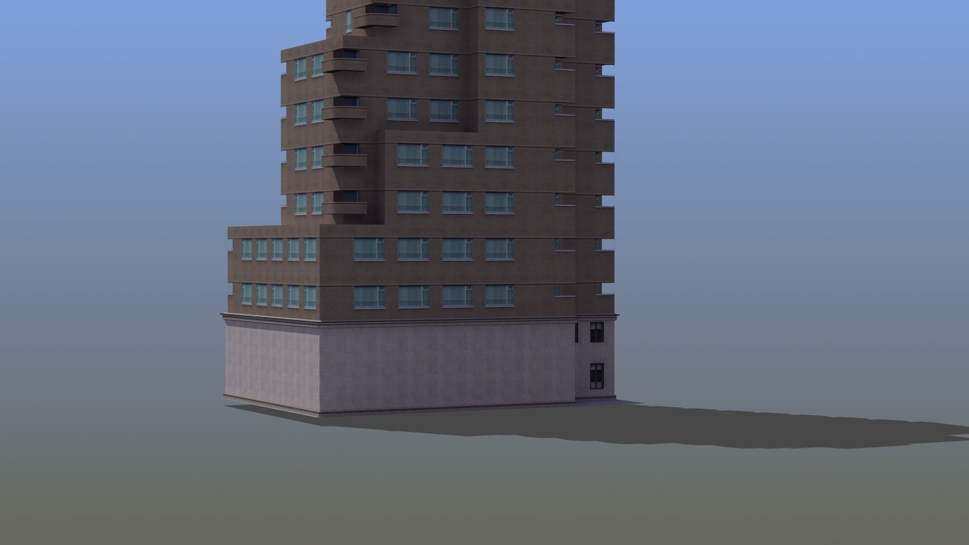 Modern Apartment Building Low-poly 3D model_24