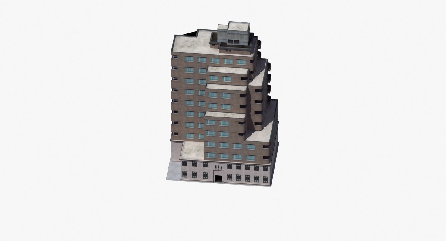 Modern Apartment Building Low-poly 3D model_10