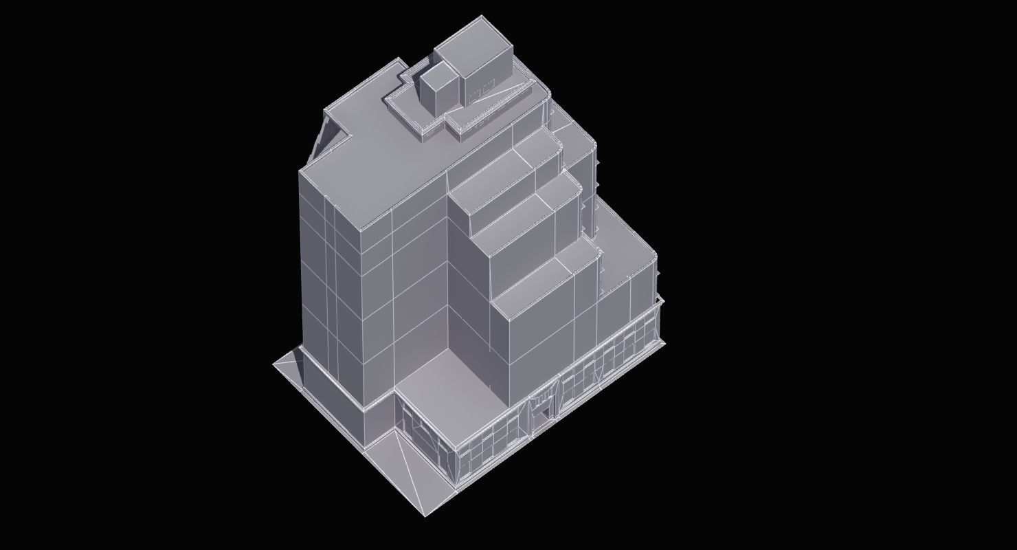 Modern Apartment Building Low-poly 3D model_43