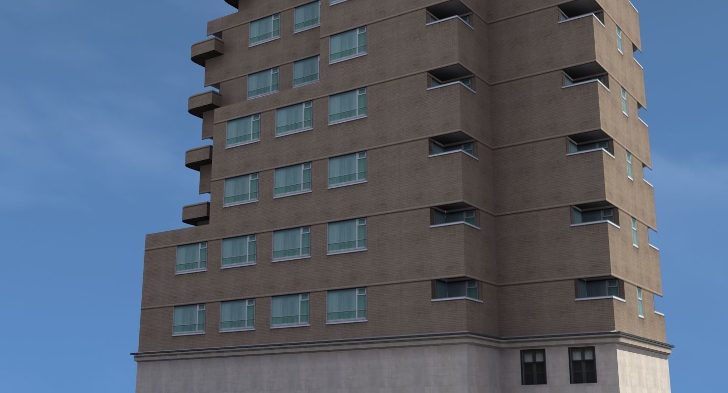 Modern Apartment Building Low-poly 3D model_40