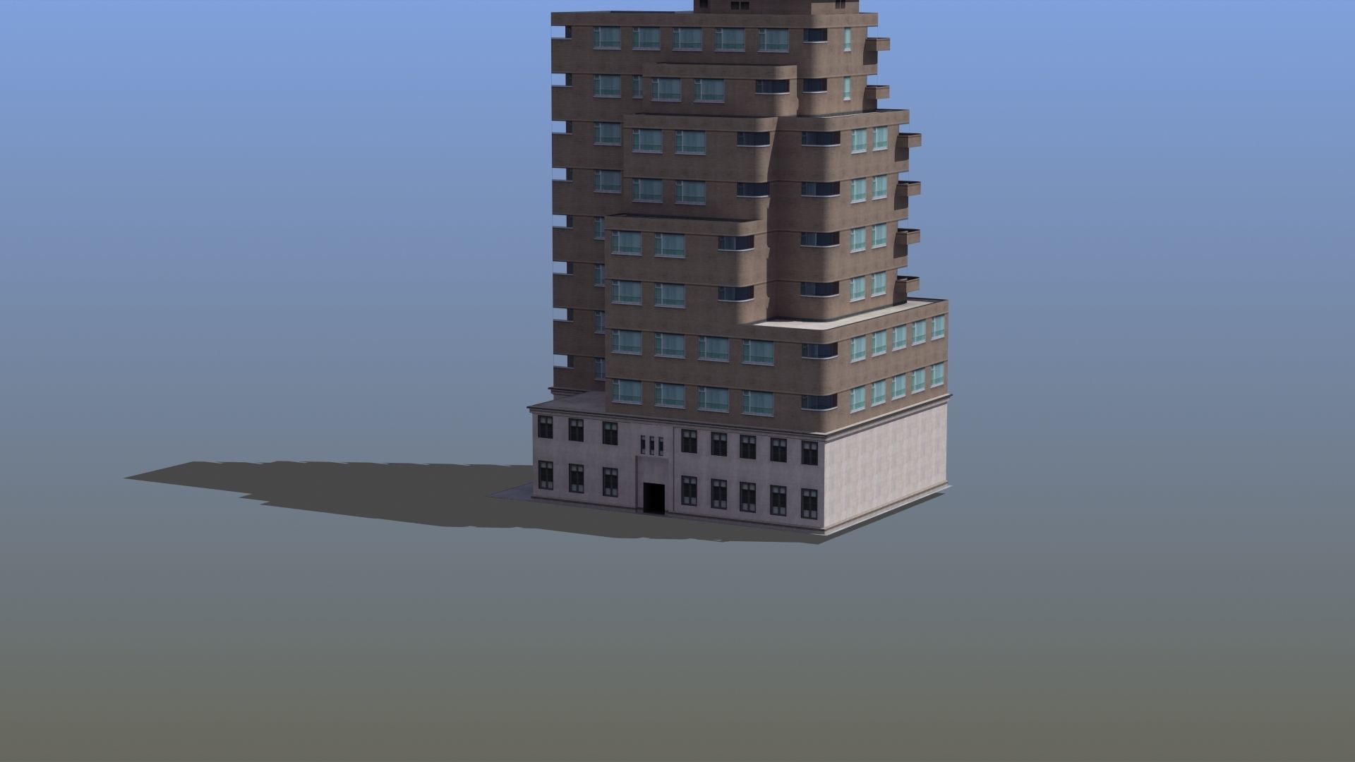Modern Apartment Building Low-poly 3D model_54