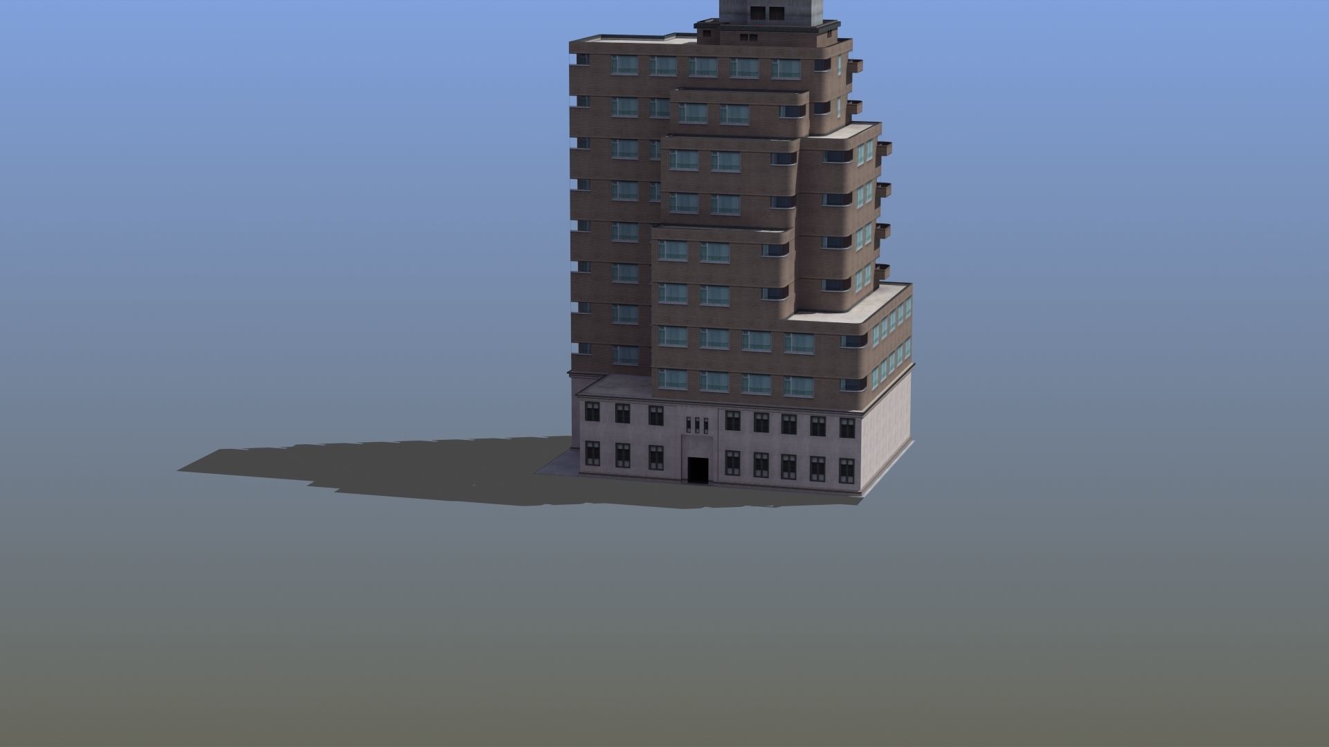Modern Apartment Building Low-poly 3D model_52