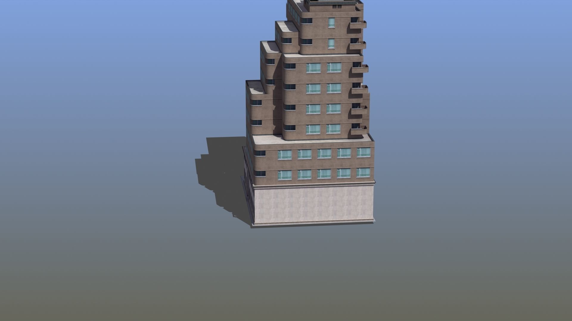 Modern Apartment Building Low-poly 3D model_57