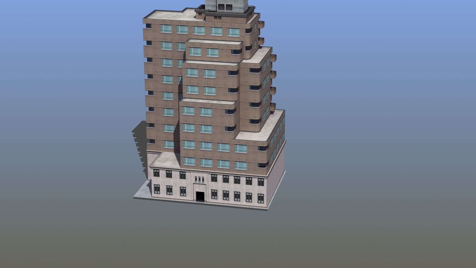 Modern Apartment Building Low-poly 3D model_25