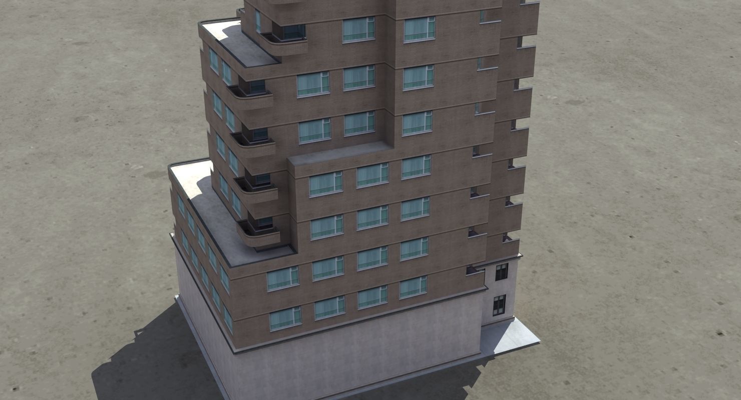Modern Apartment Building Low-poly 3D model_29