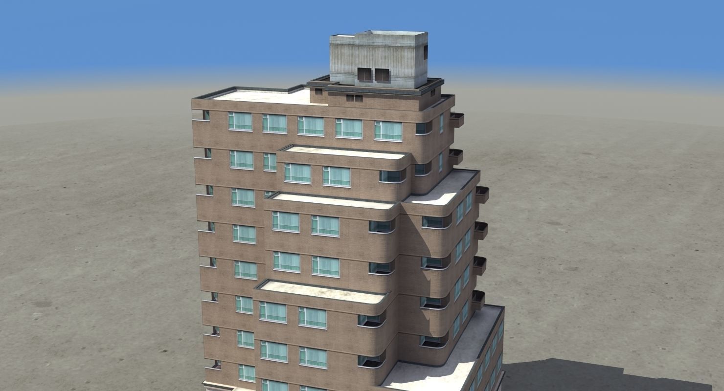 Modern Apartment Building Low-poly 3D model_26