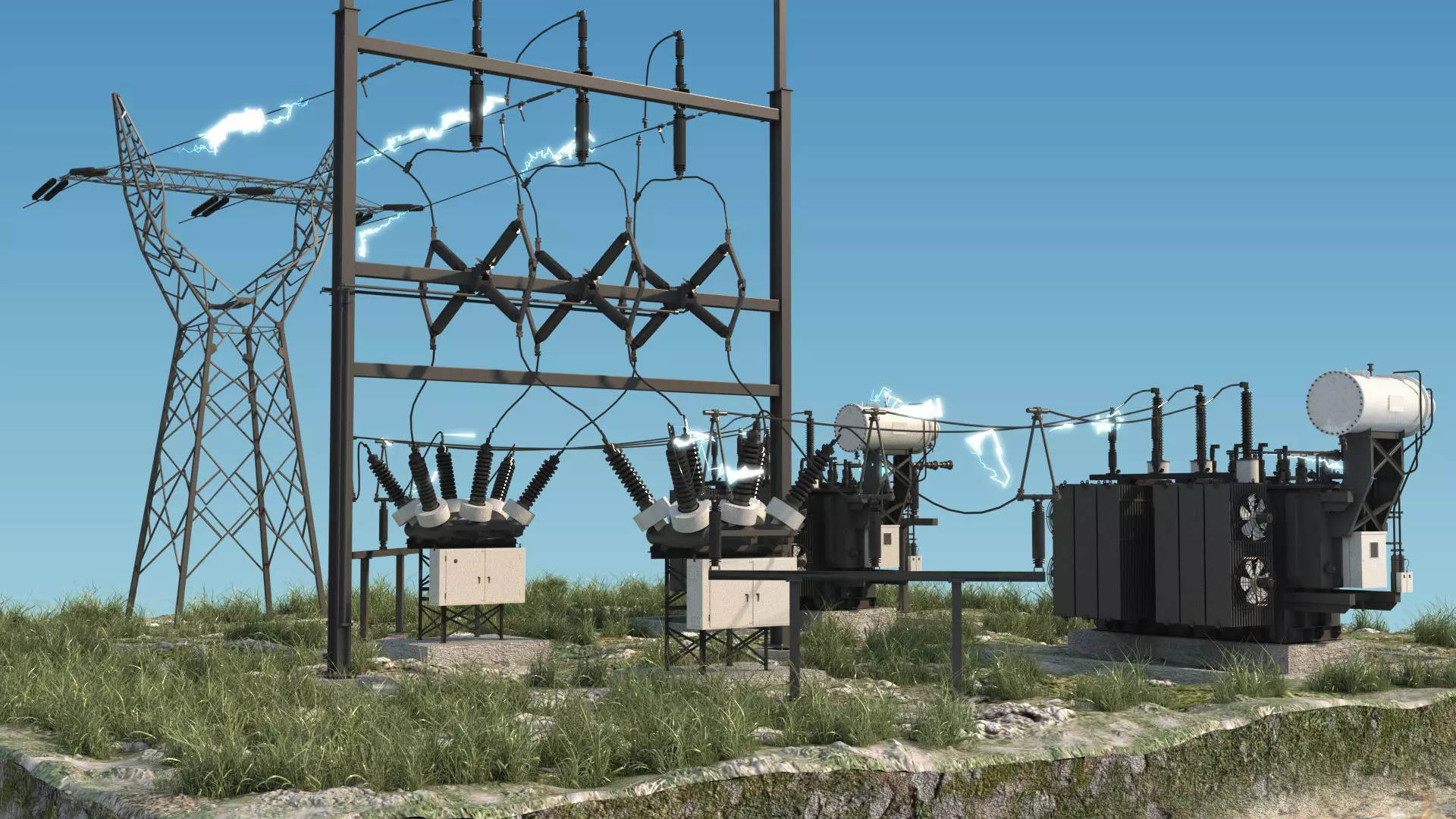 Electrical Substation 3D model_0