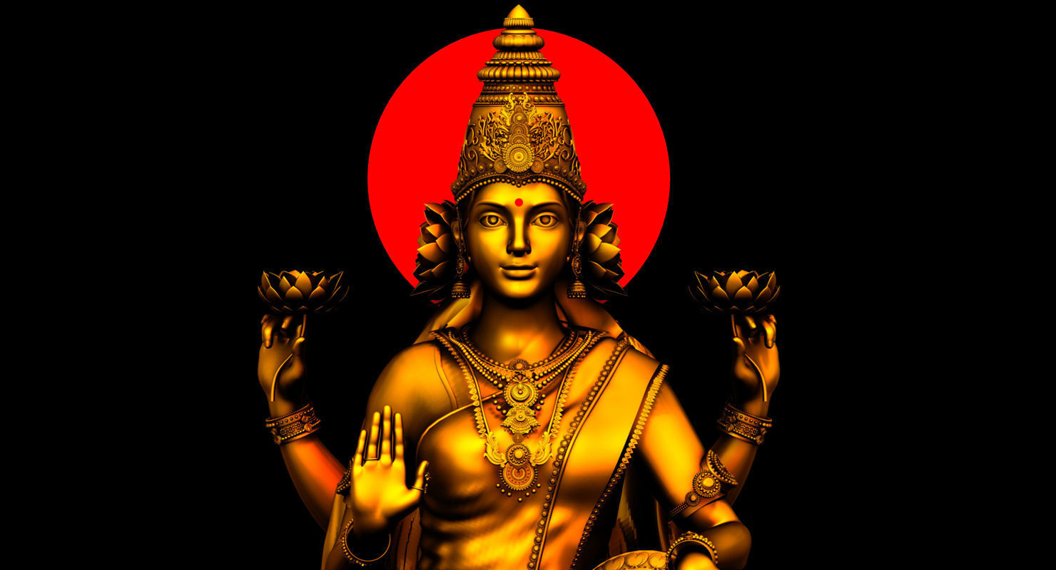 gold god lakshmi 3d model 3D model_4