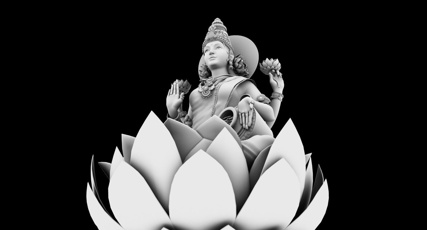 gold god lakshmi 3d model 3D model_11