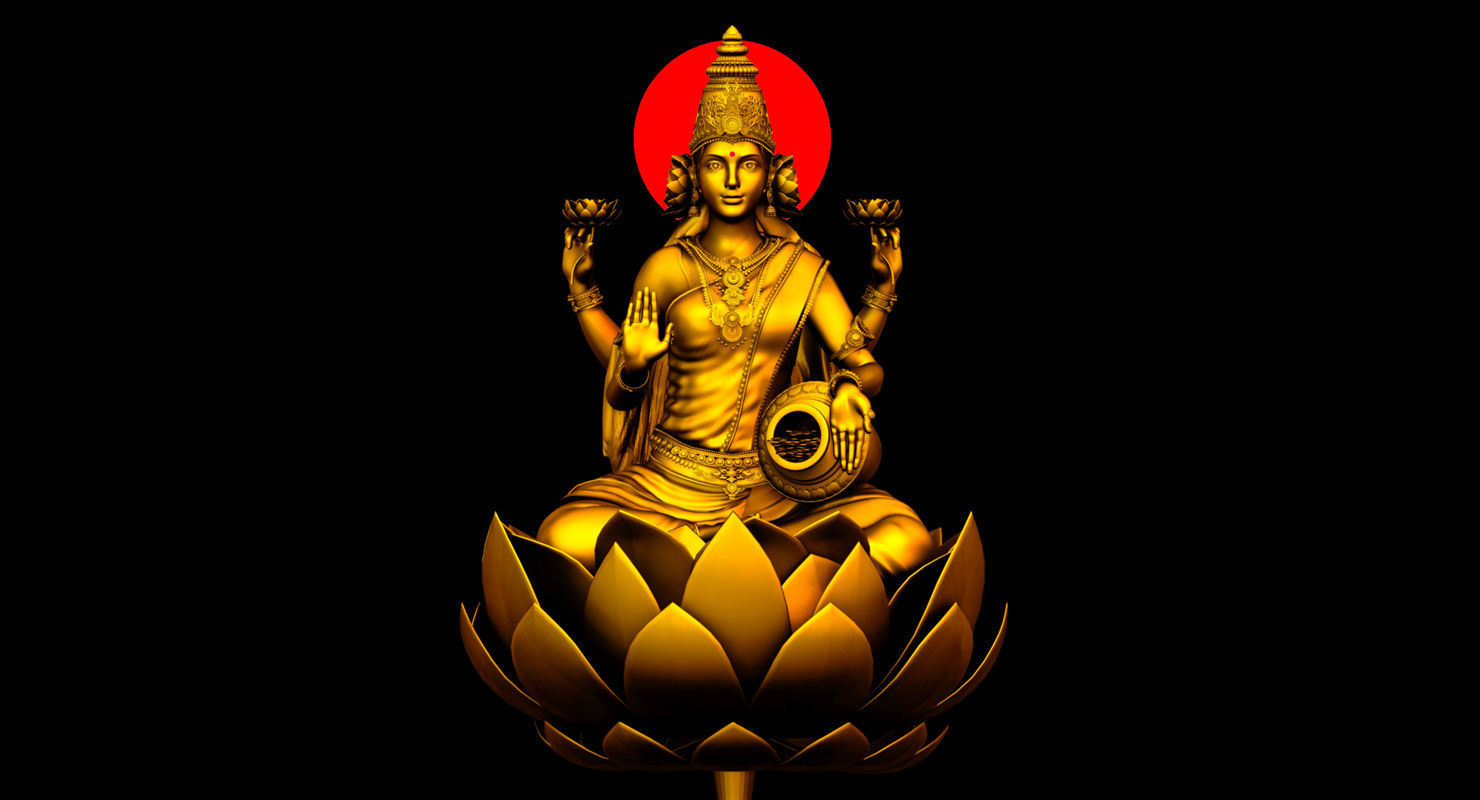 gold god lakshmi 3d model 3D model_1