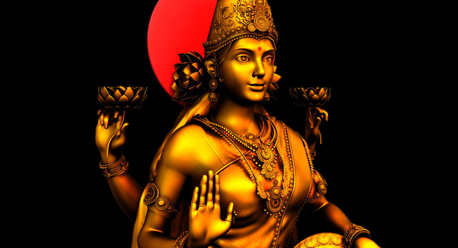 gold god lakshmi 3d model 3D model_5