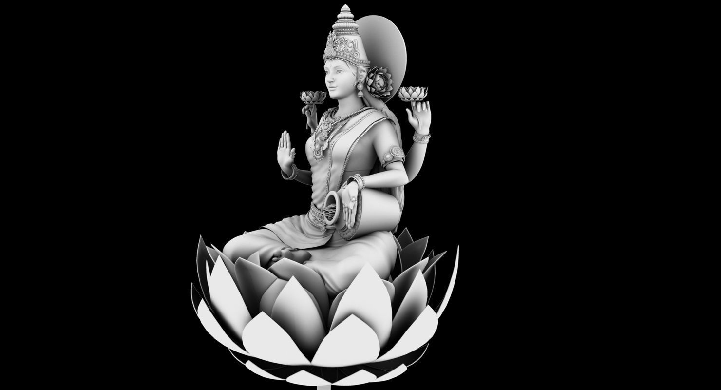 gold god lakshmi 3d model 3D model_9