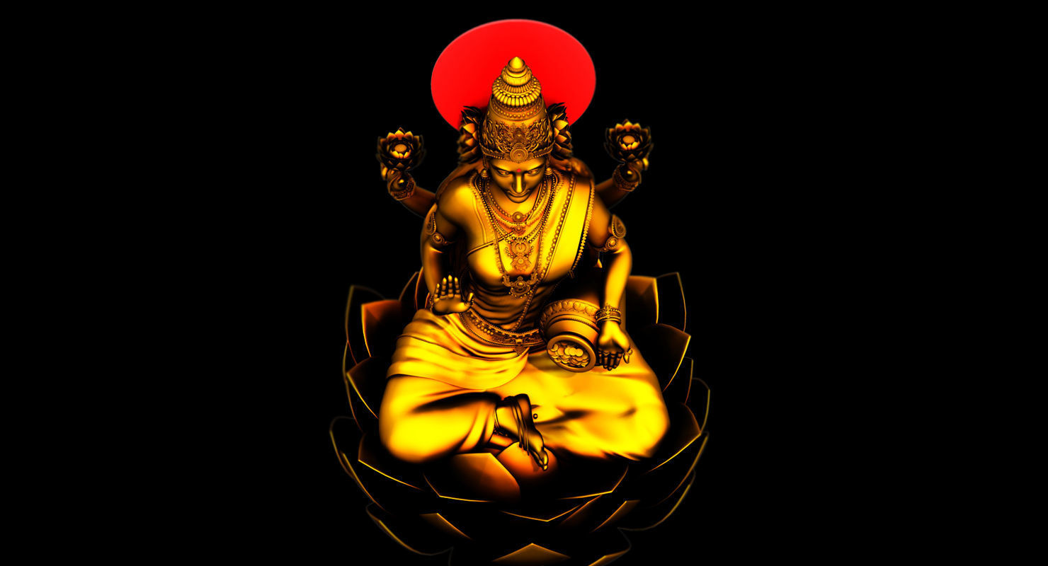 gold god lakshmi 3d model 3D model_2