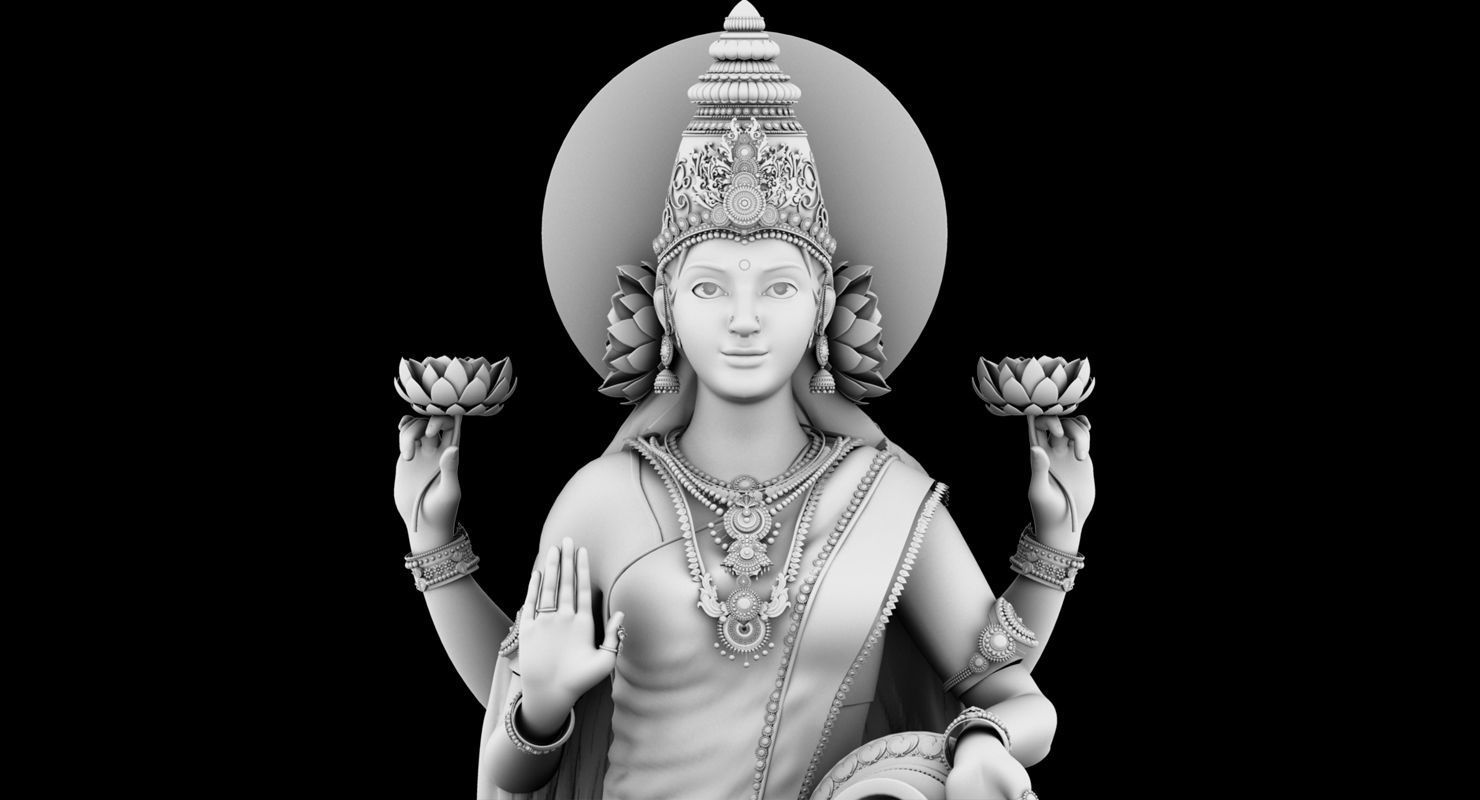 gold god lakshmi 3d model 3D model_8