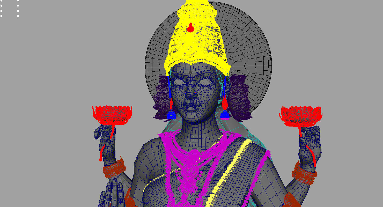gold god lakshmi 3d model 3D model_16