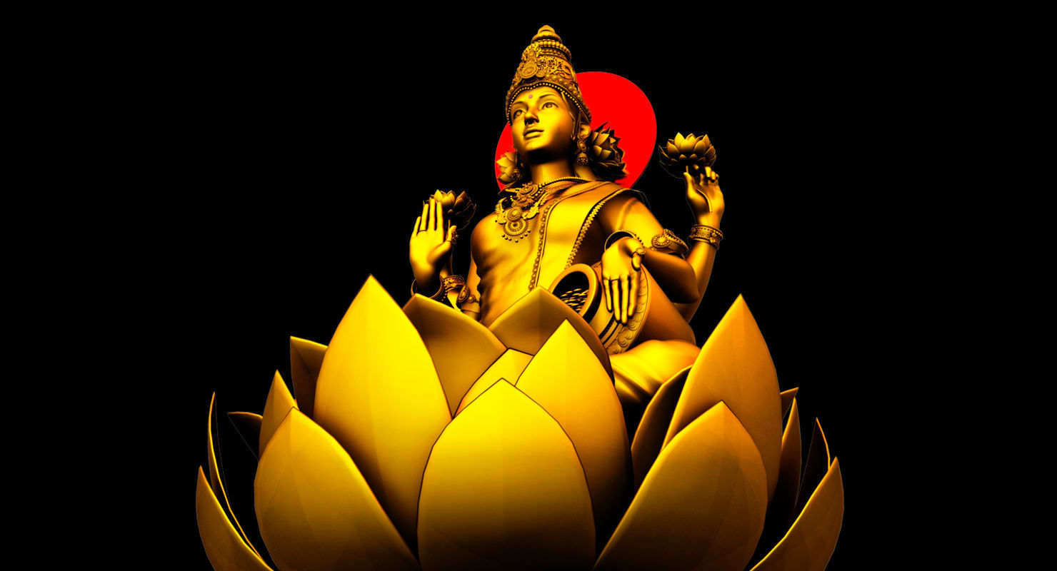 gold god lakshmi 3d model 3D model_3