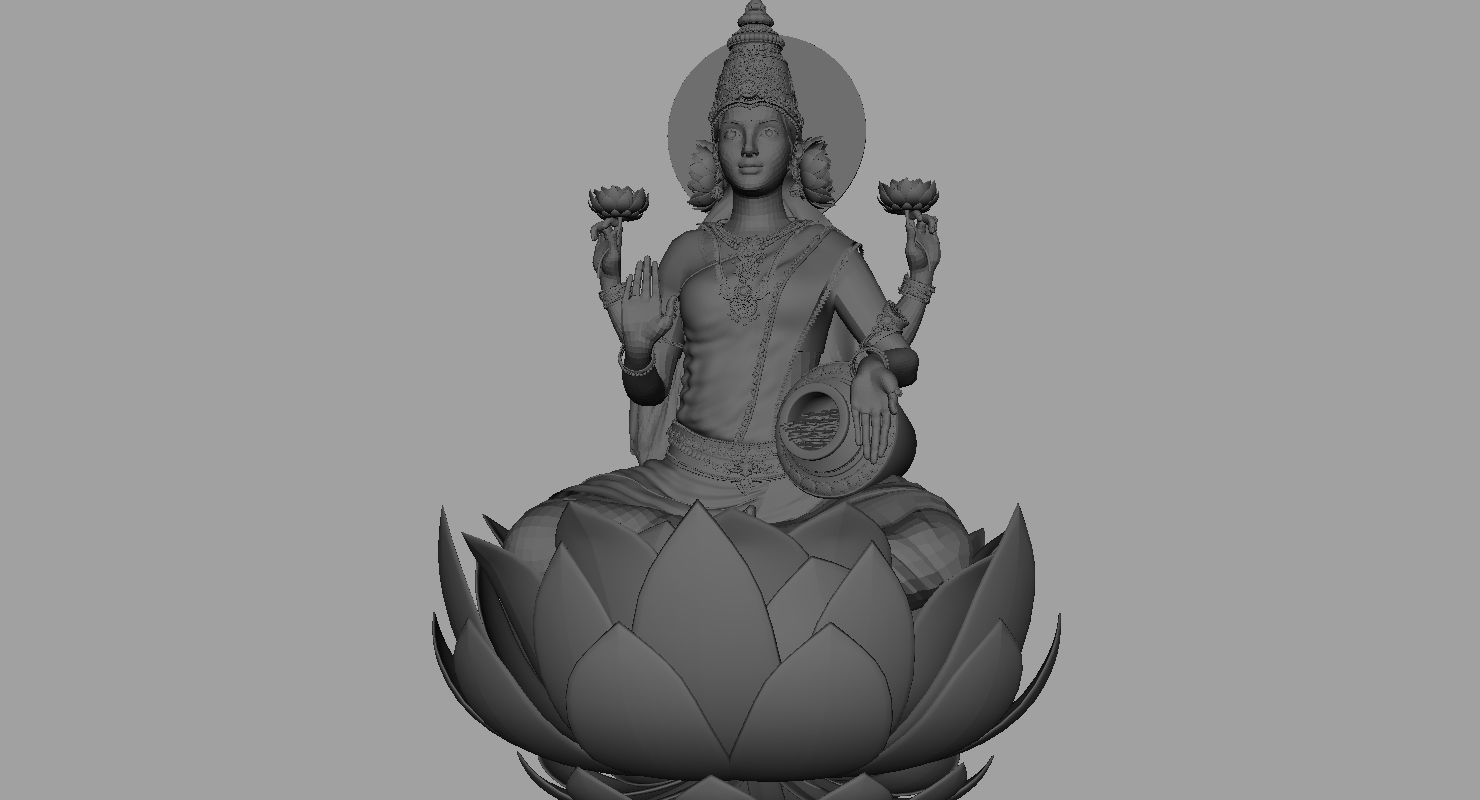 gold god lakshmi 3d model 3D model_12