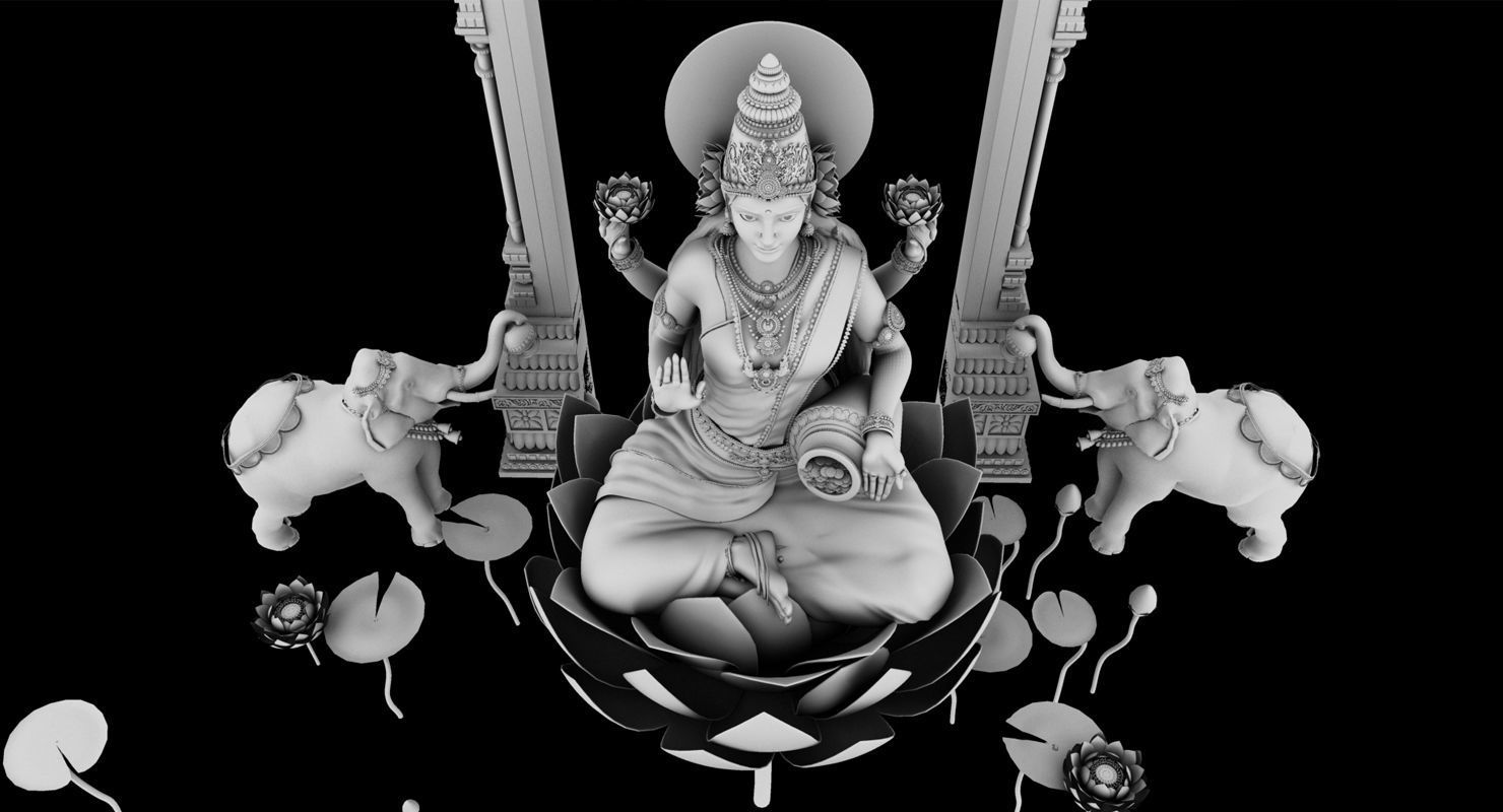 god lakshmi 3d model 3D model_3