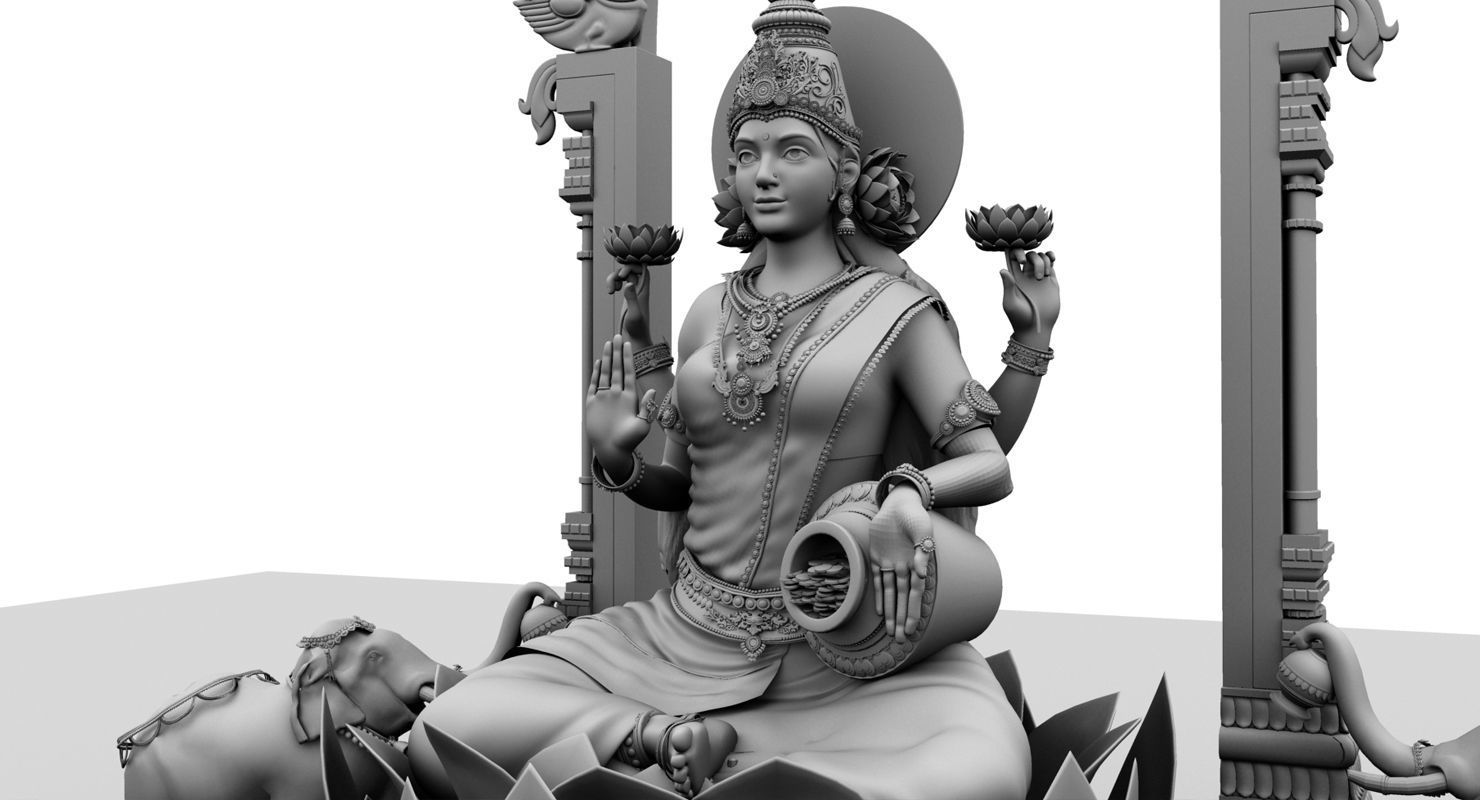 god lakshmi 3d model 3D model_2