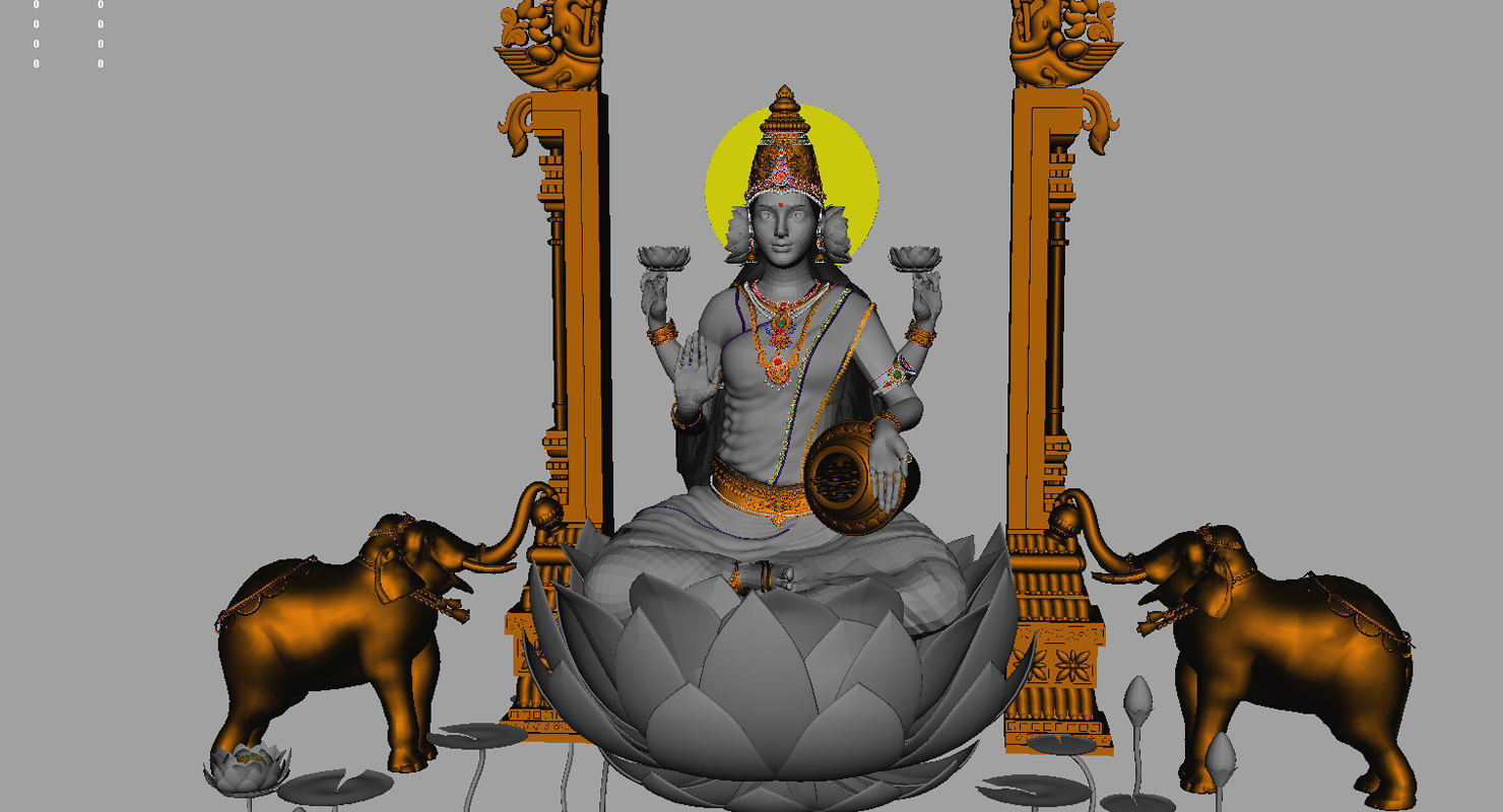 god lakshmi 3d model 3D model_8