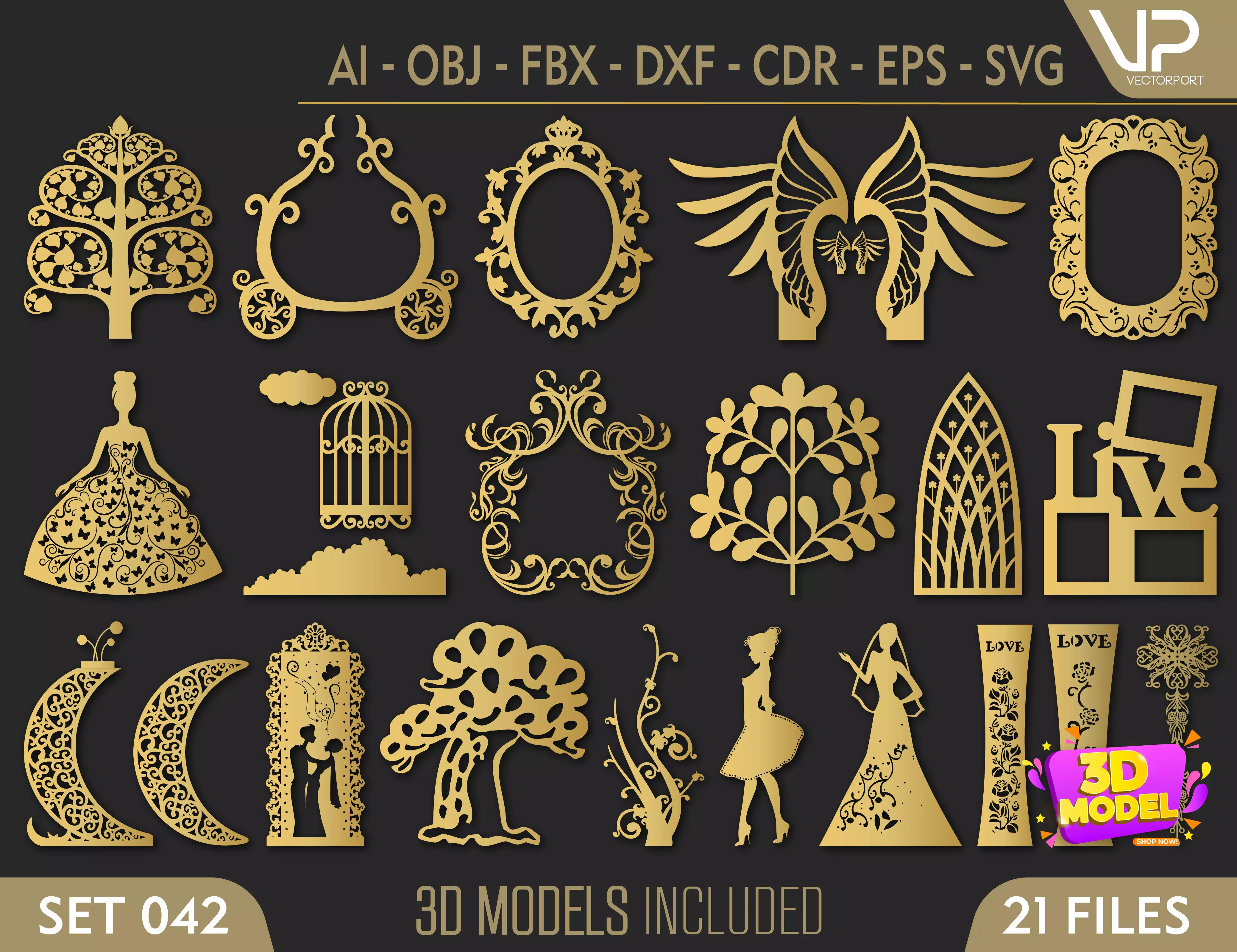 21 3D Decorative wall panels - screen SET 042 3D model_0