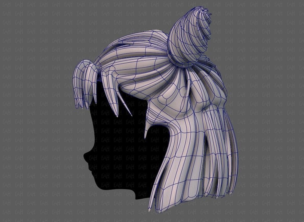 3D Hair style for girl V85 Low-poly 3D model_15