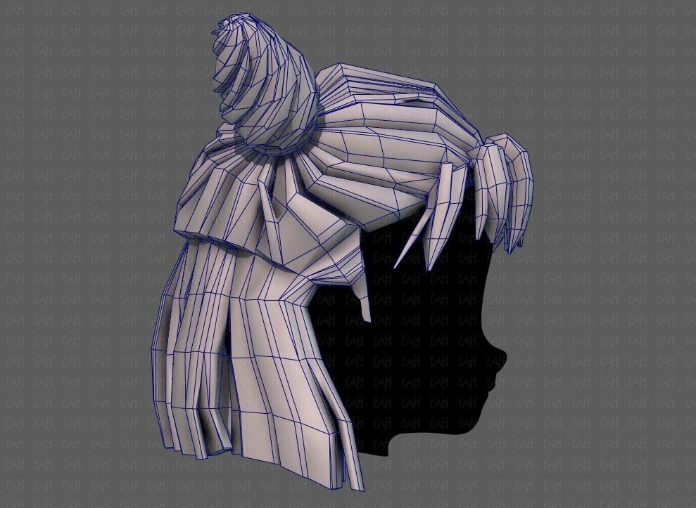 3D Hair style for girl V85 Low-poly 3D model_27