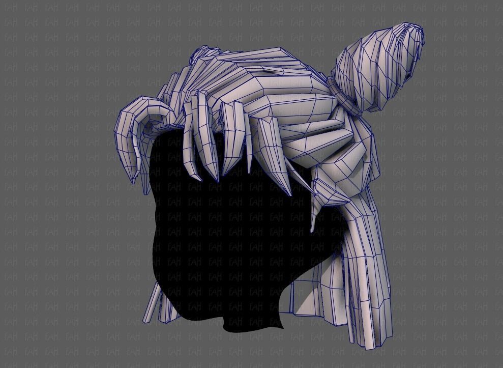 3D Hair style for girl V85 Low-poly 3D model_32