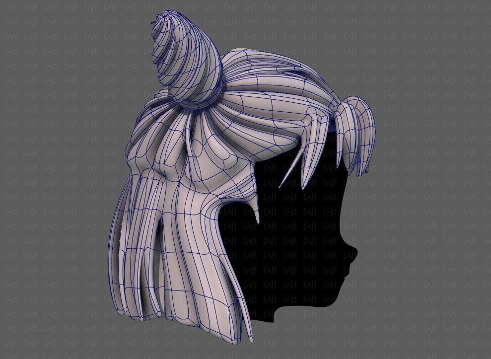 3D Hair style for girl V85 Low-poly 3D model_11