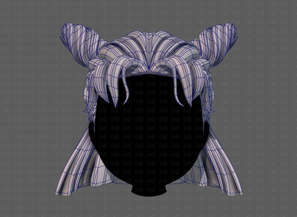 3D Hair style for girl V85 Low-poly 3D model_9