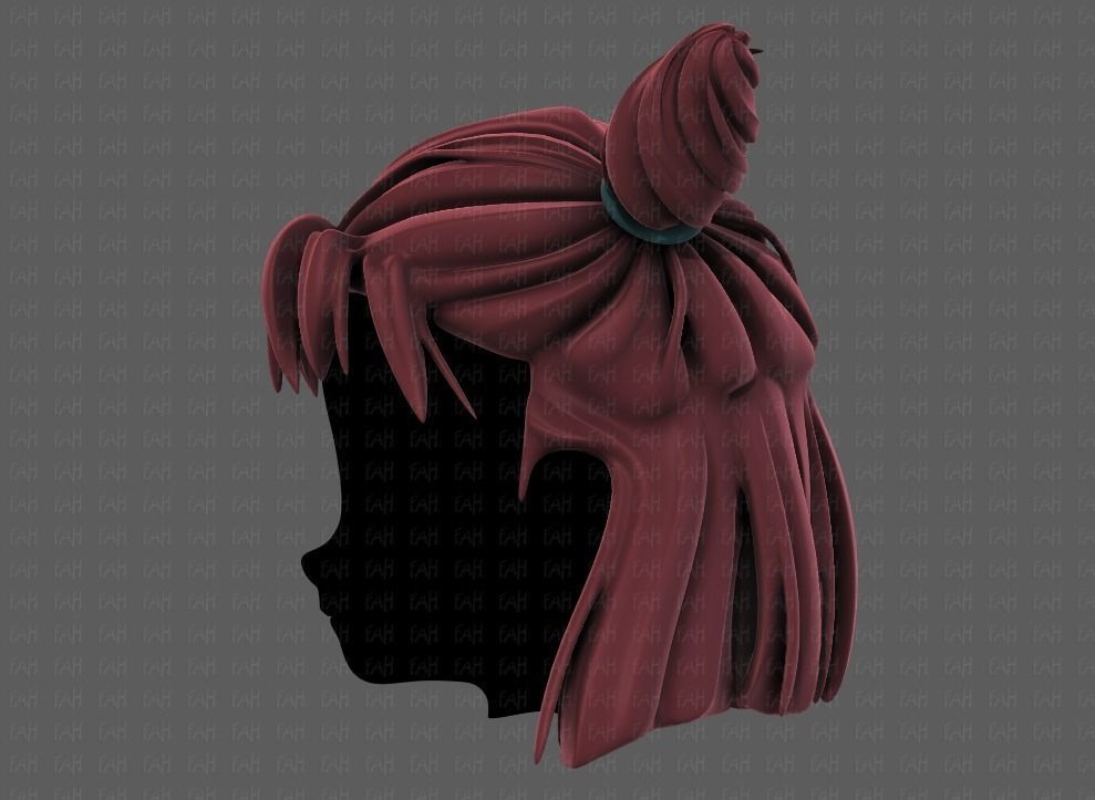 3D Hair style for girl V85 Low-poly 3D model_7