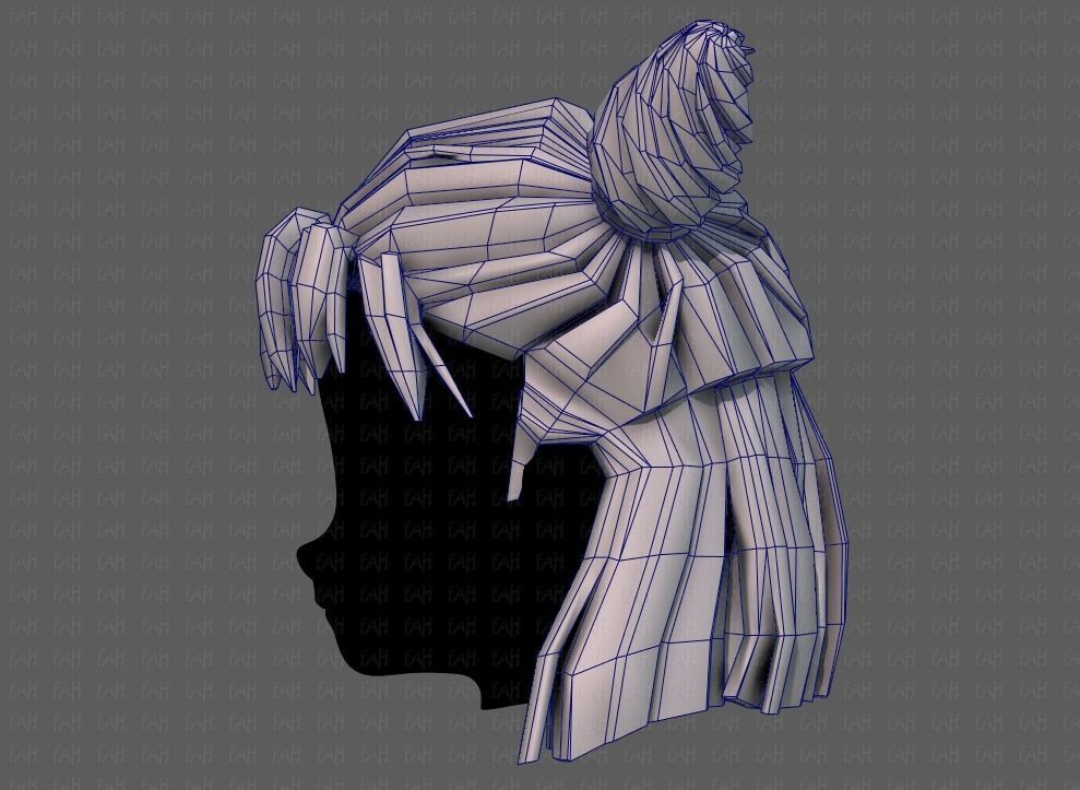 3D Hair style for girl V85 Low-poly 3D model_31