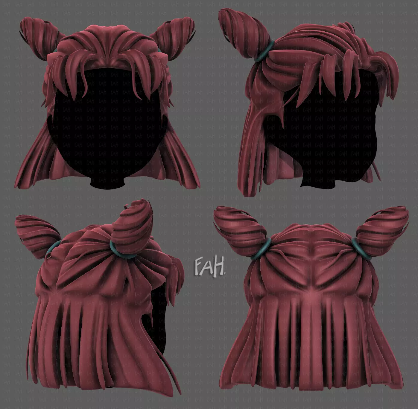 3D Hair style for girl V85 Low-poly 3D model_0