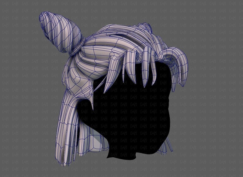 3D Hair style for girl V85 Low-poly 3D model_10