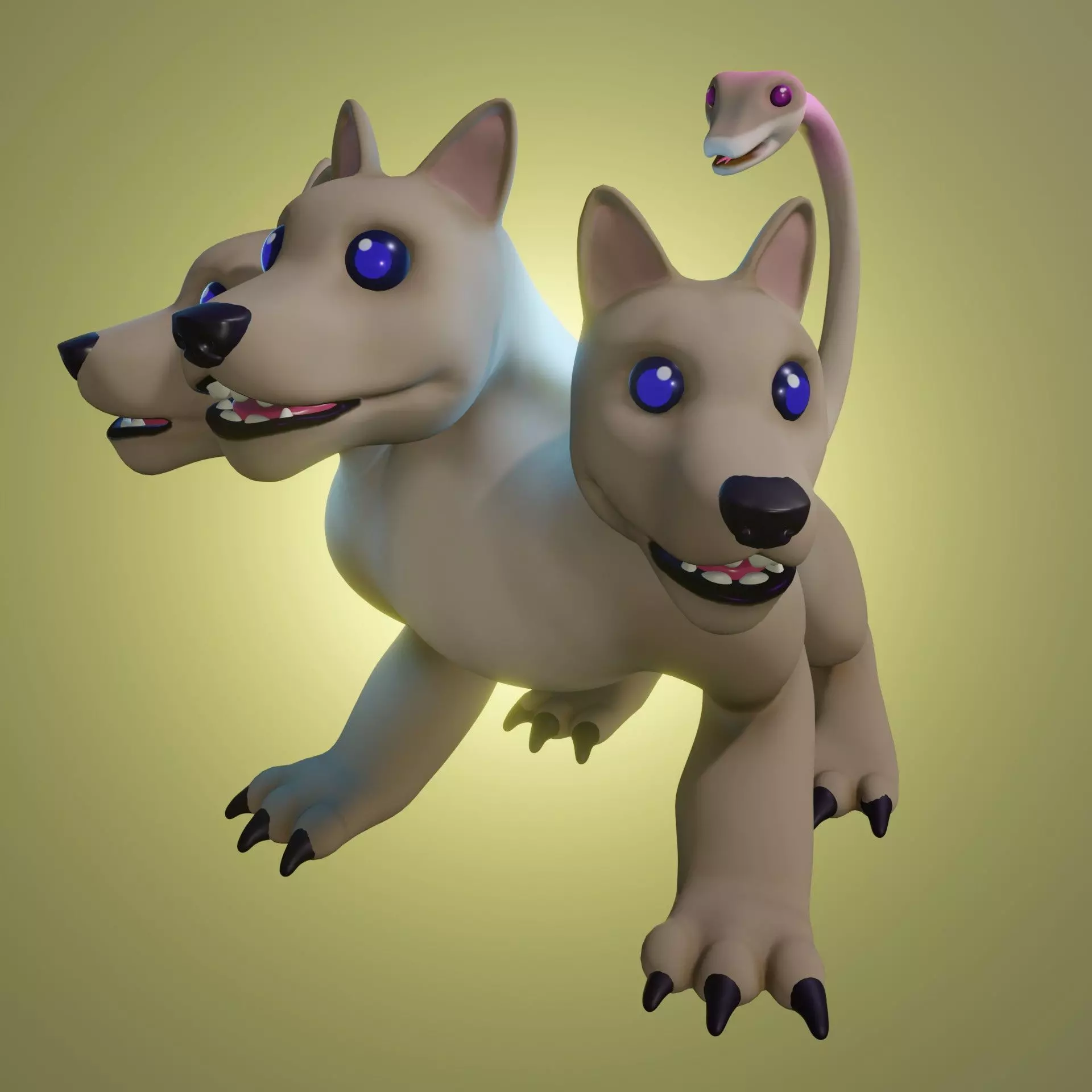 Cute Cerberus model Low-poly 3D model_0