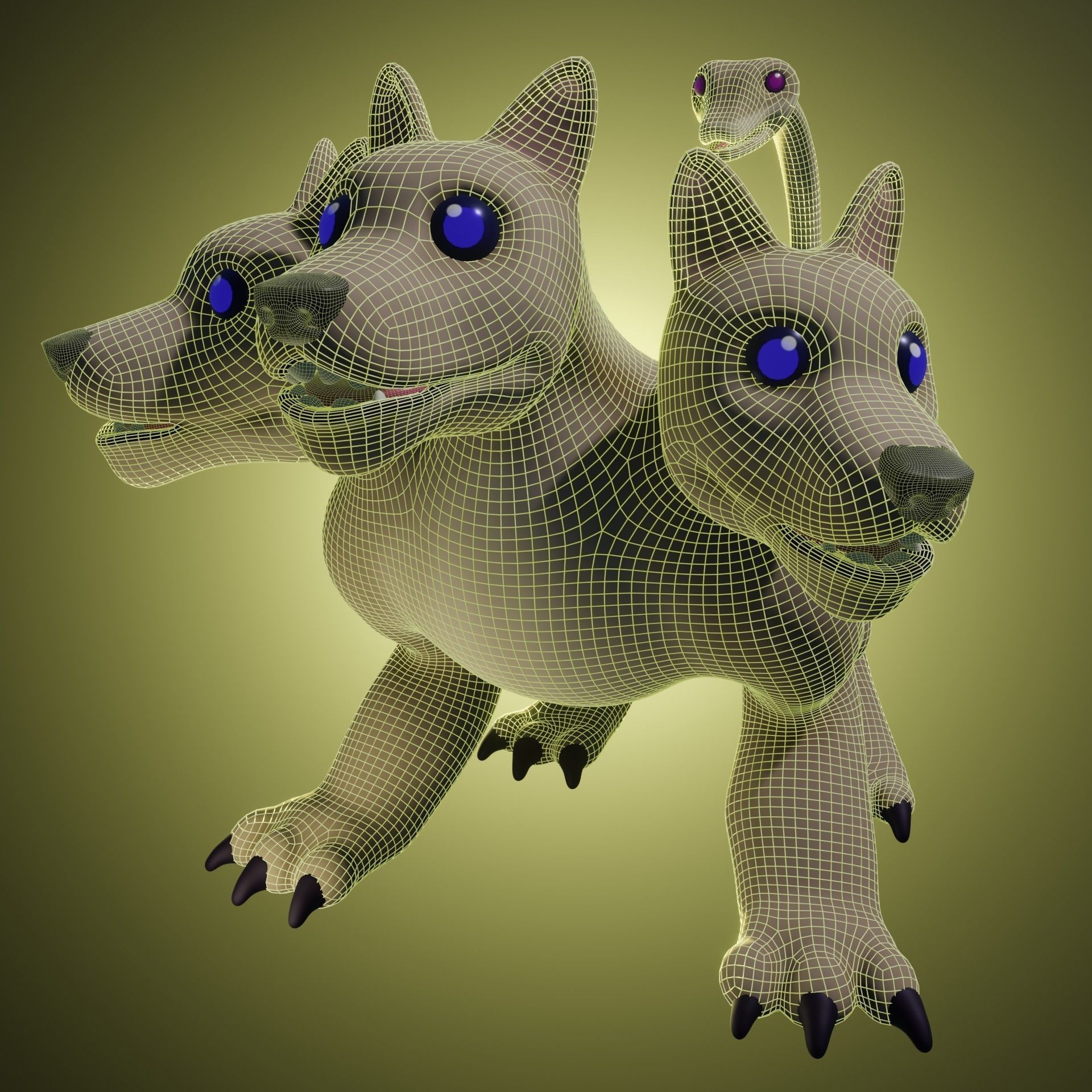 Cute Cerberus model Low-poly 3D model_2