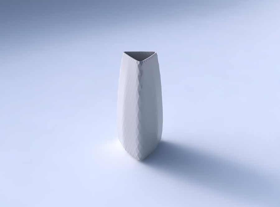 Vase triangle with diagonal grid pattern 3D print model_3