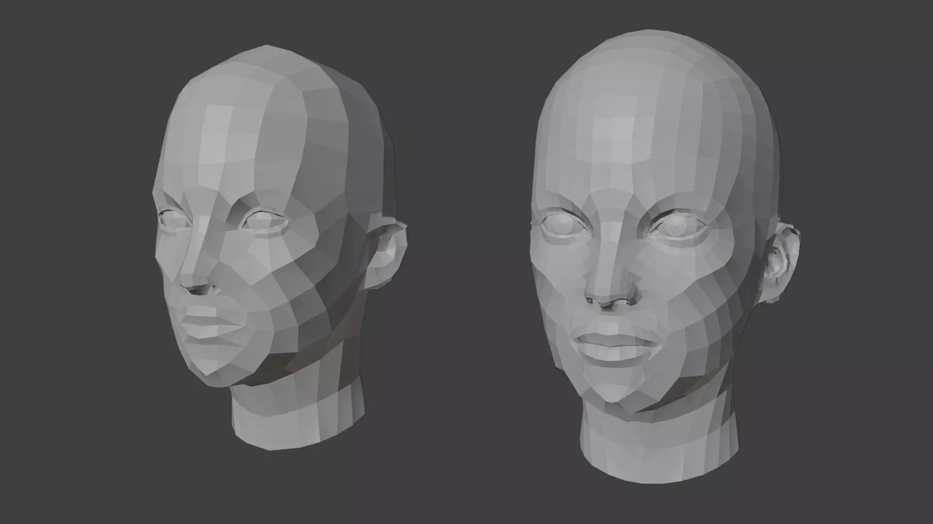 Female Heads Low-poly 3D Model Low-poly 3D model_0