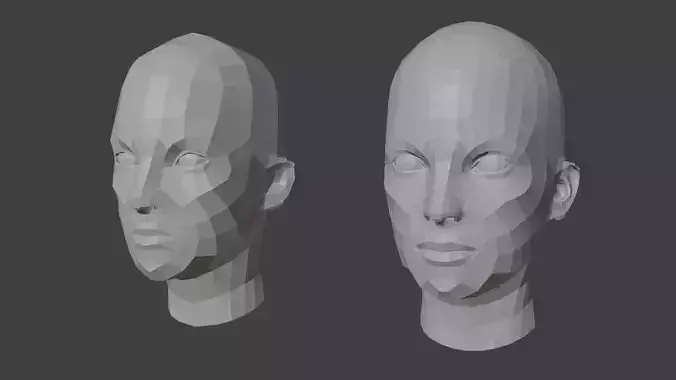 Female Heads Low-poly 3D Model Low-poly 3D model