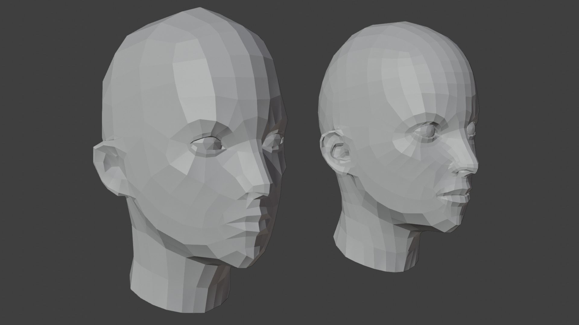 Female Heads Low-poly 3D Model Low-poly 3D model_2
