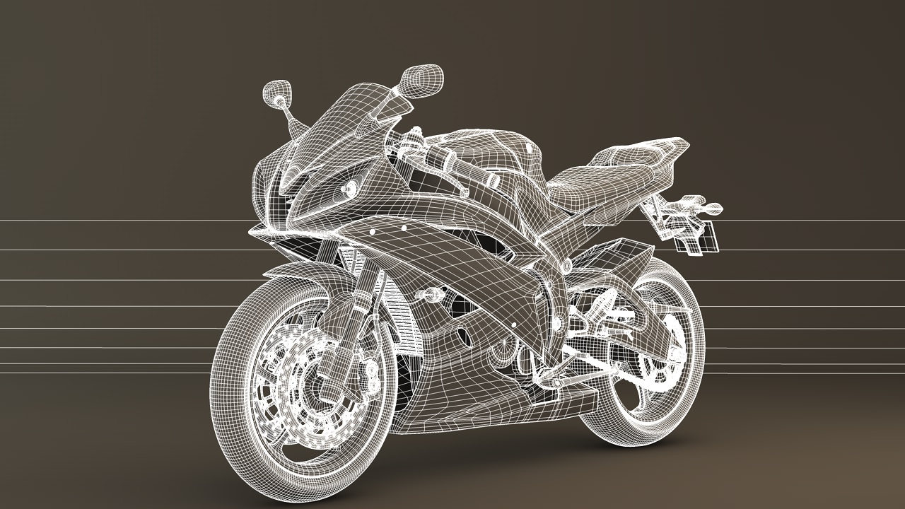 Yamaha R6 2007 Red 3D model_6