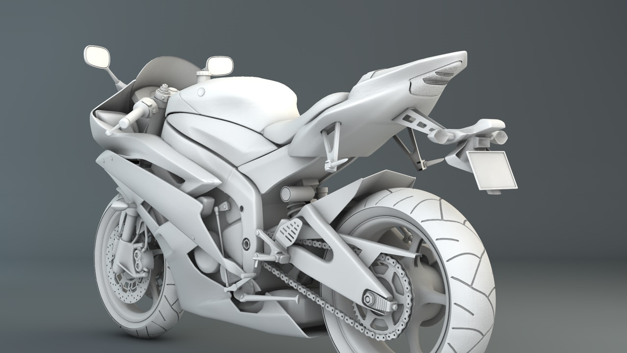 Yamaha R6 2007 Red 3D model_4