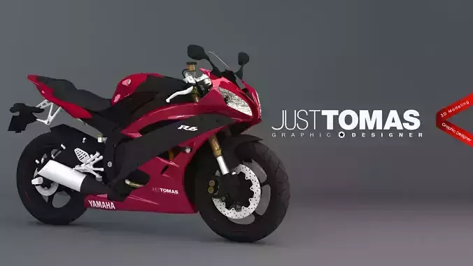 Yamaha R6 2007 Red 3D model